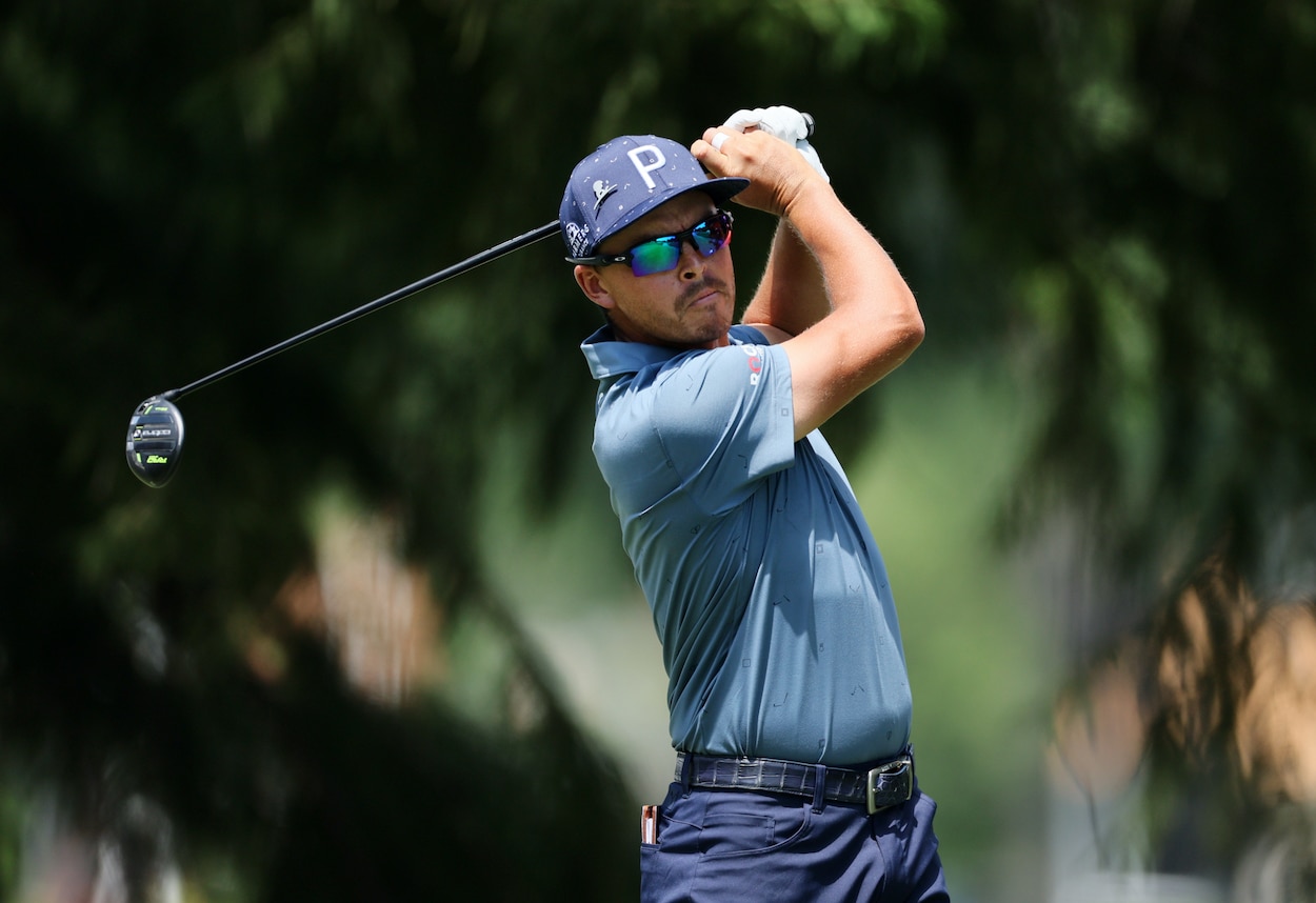 Rickie Fowler hits a tee shot during the FedEx St. Jude Championship.