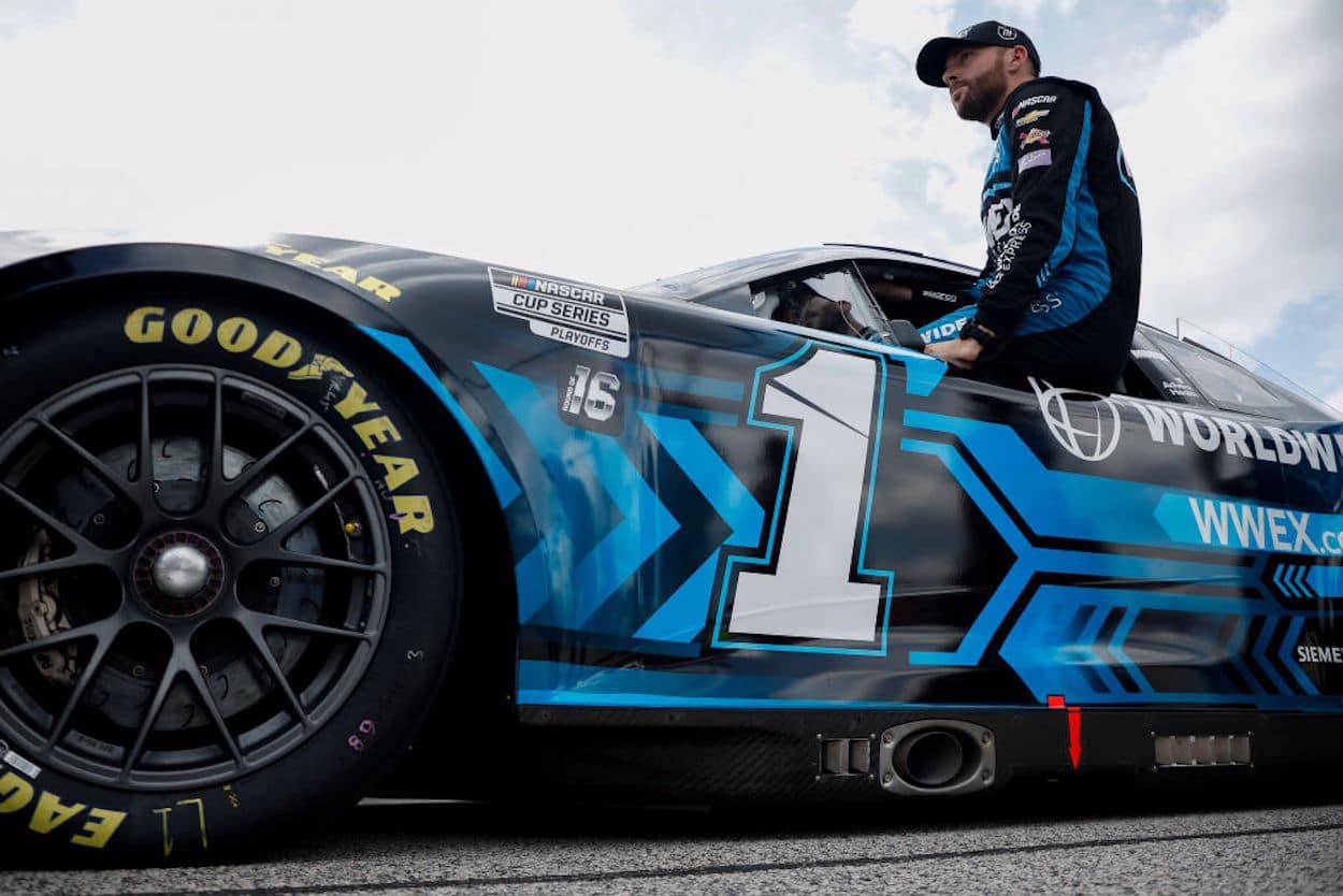 Ross Chastain climbs into his car ahead of qualifiers.