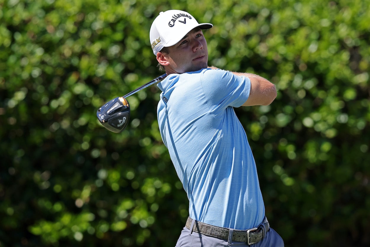 Sam Burns tees off ahead of the Sanderson Farms Championship.