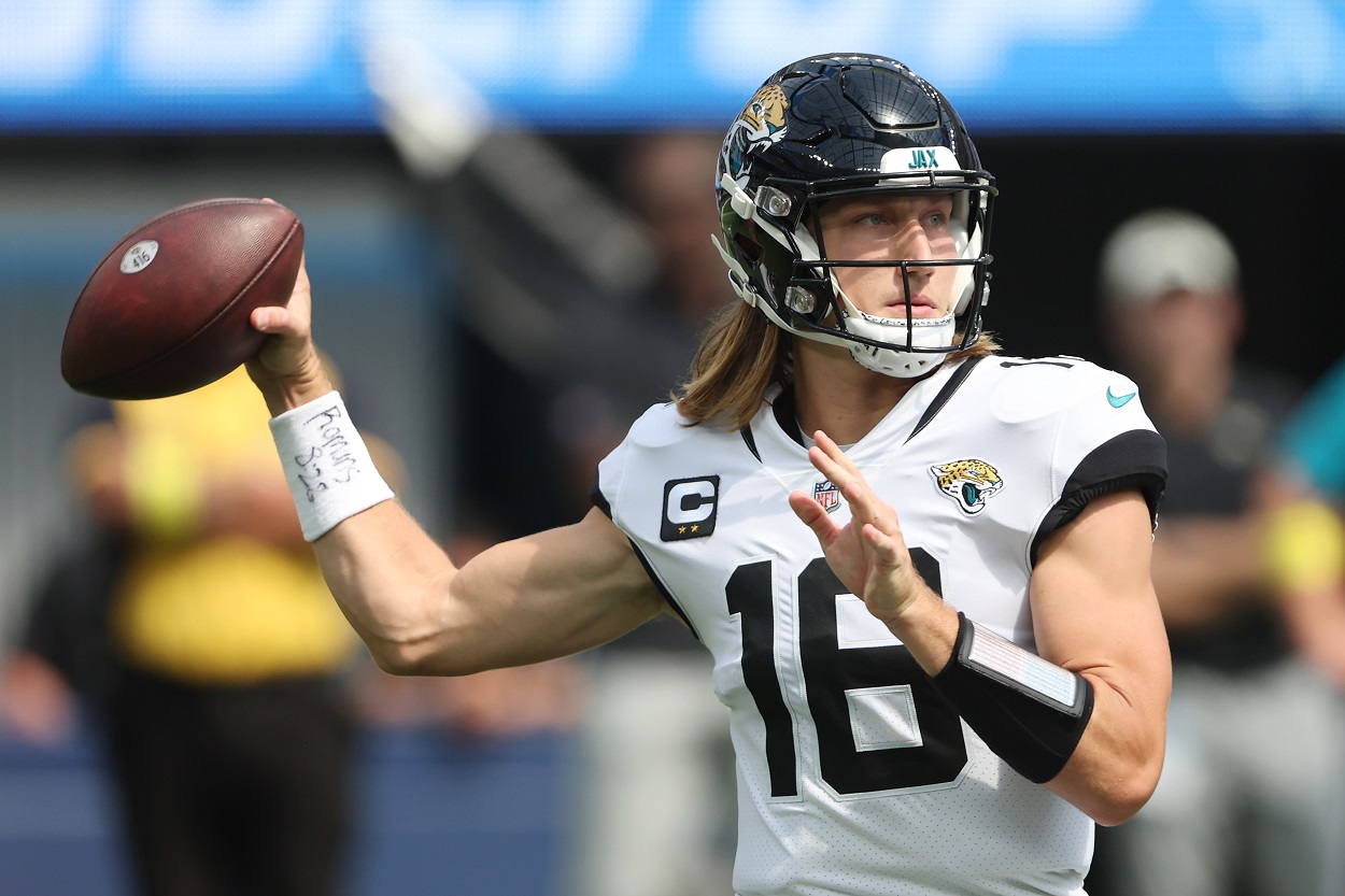 Trevor Lawrence during a Jaguars-Chargers matchup in September 2022
