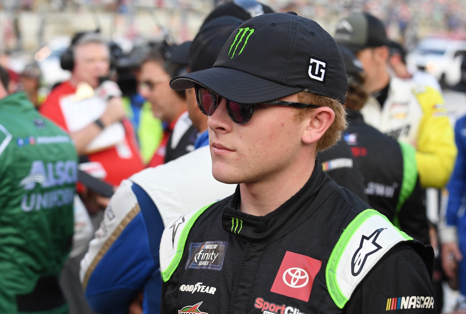 Ty Gibbs looks on during activities before the NASCAR Xfinity Series Food City 300 on Sept. 16, 2022 at Bristol Motor Speedway.