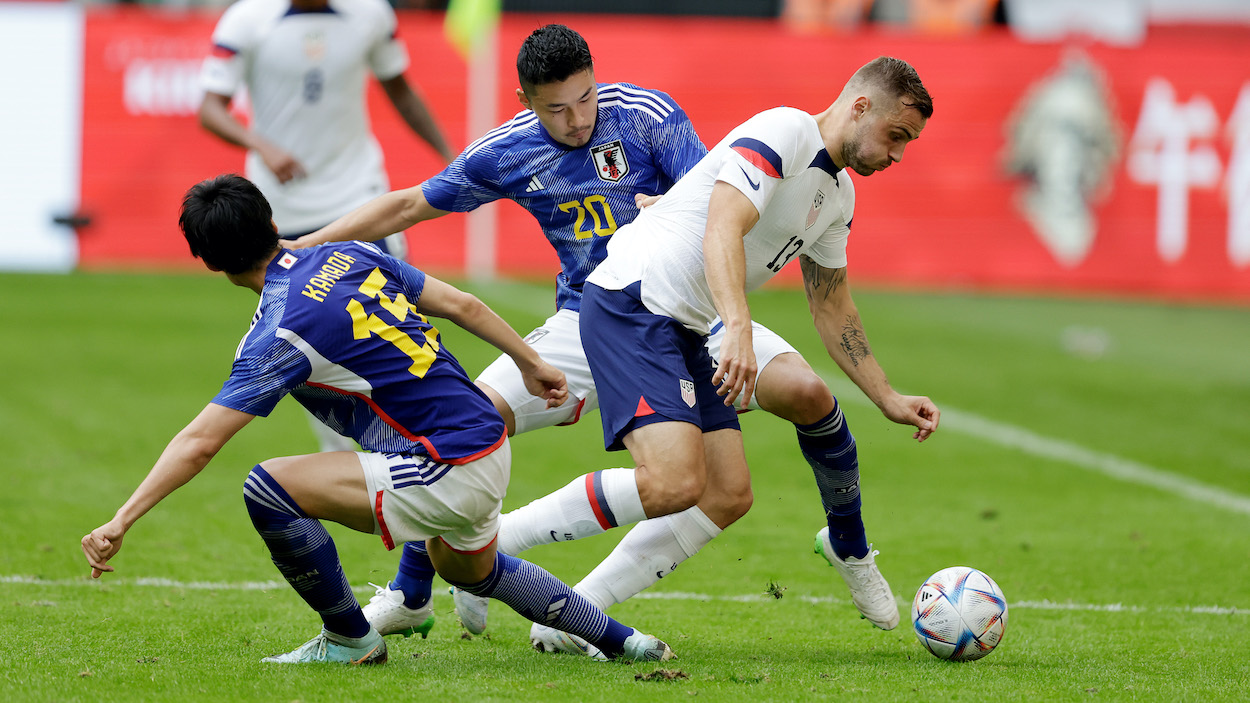 USMNT midfielder Johnny Cardoso vs. Japan in a World Cup warmup match.