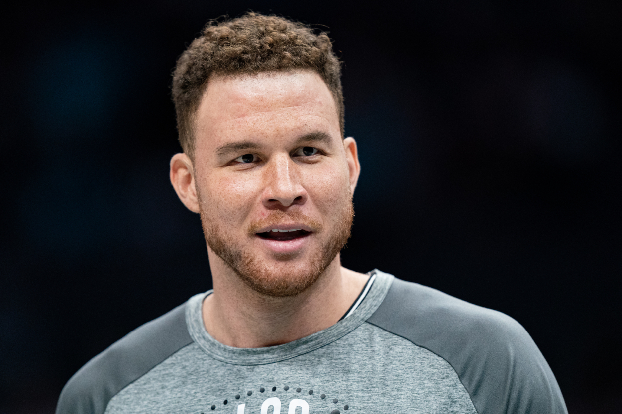 Blake Griffin of the Brooklyn Nets warms up before their game.