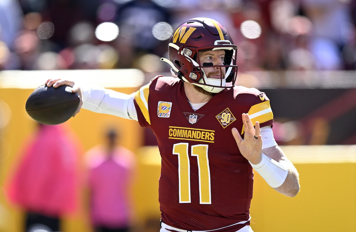 Carson Wentz attempts a pass against the Titans.