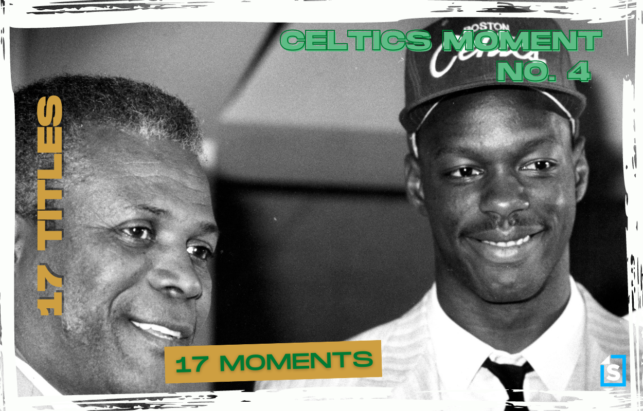 Boston Celtics coach K.C. Jones, left, is pictured with Celtics first-round draft choice Len Bias in 1986.