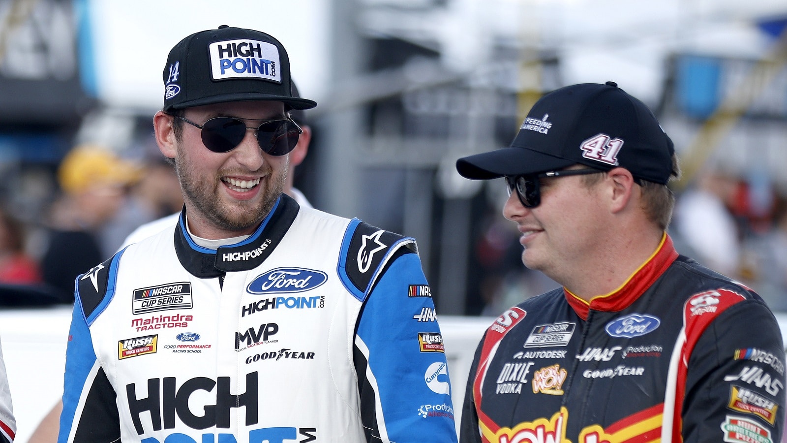 Chase Briscoe and Cole Custer walk the grid together prior to the NASCAR Cup Series Cook Out Southern 500 at Darlington Raceway on Sept. 4, 2022. | Jared C. Tilton/Getty Images
