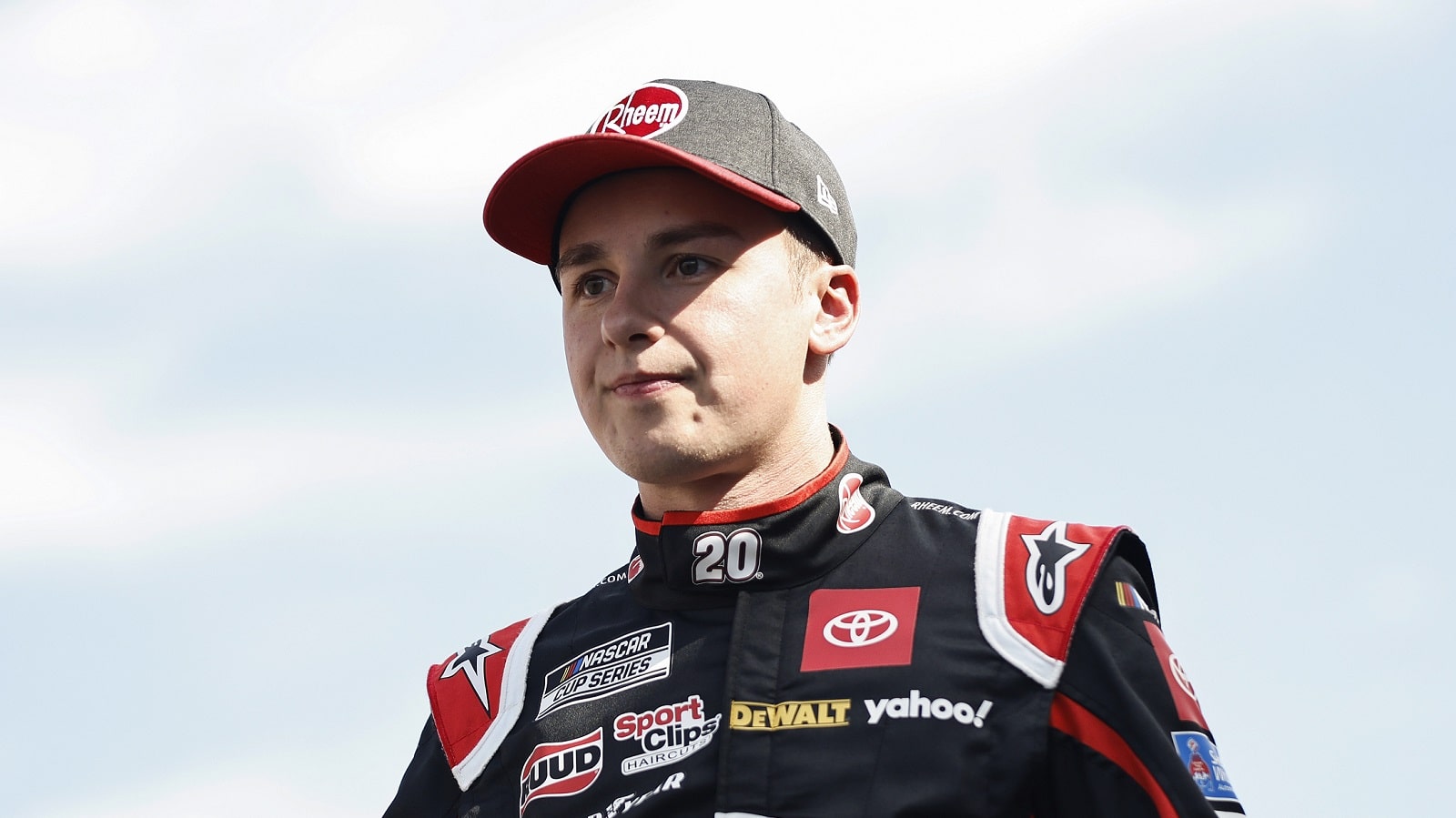 Christopher Bell walks onstage during driver intros for the NASCAR Cup Series South Point 400 at Las Vegas Motor Speedway on Oct. 16, 2022, in Las Vegas, Nevada.