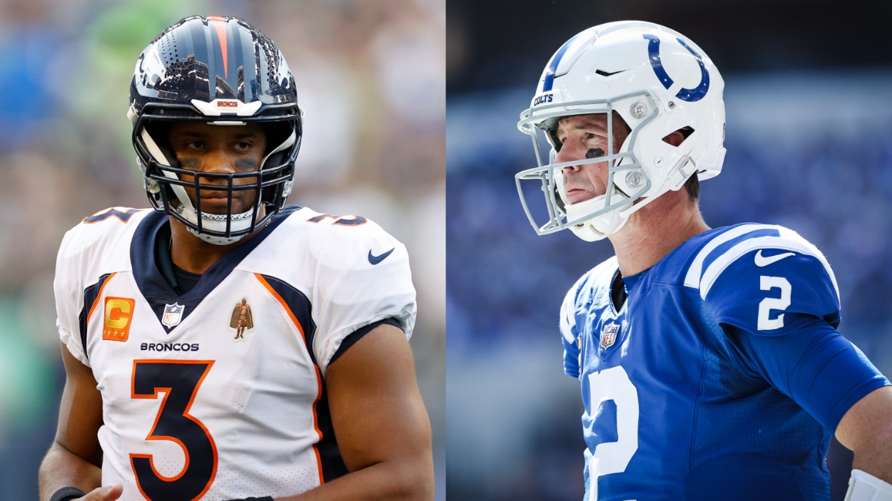 Colts Broncos: (L-R) Broncos QB Russell Wilson, Colts QB Matt Ryan