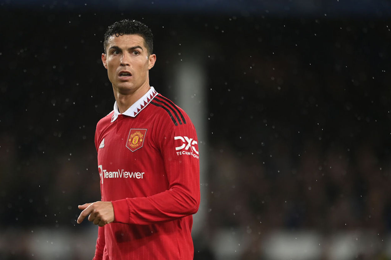 Cristiano Ronaldo on the pitch during Manchester United's win over Everton.