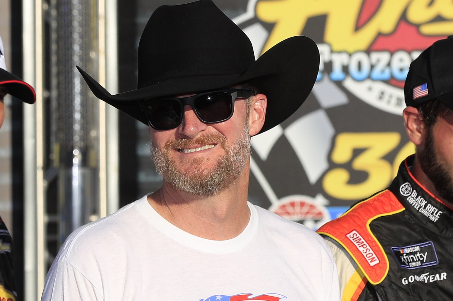 Dale Earnhardt, Jr. in Victory Lane after the Andy's Frozen Custard 300 NASCAR Xfinity Series race on Sept. 24, 2022 at the Texas Motor Speedway.