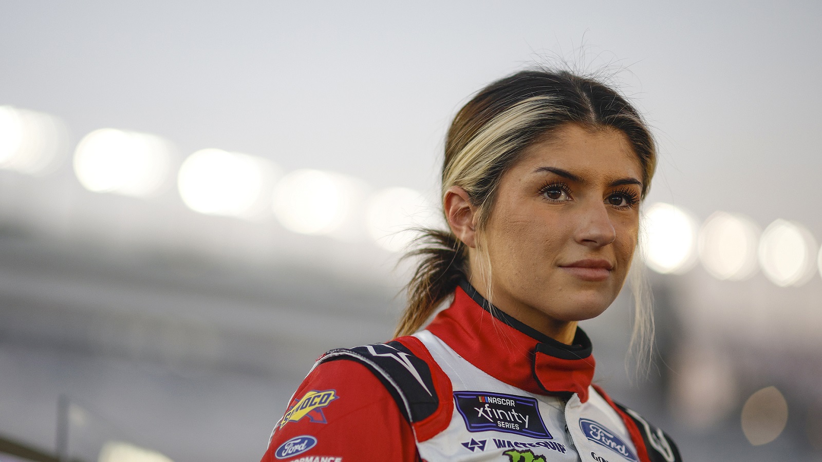Hailie Deegan looks on during qualifying for the NASCAR Xfinity Series Alsco Uniforms 302 at Las Vegas Motor Speedway on Oct. 14, 2022.