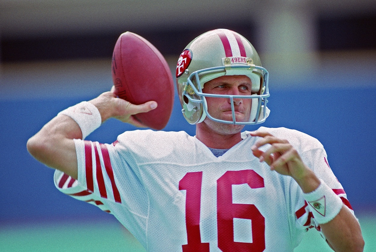 Joe Montana ahead of a 49ers-Steelers matchup in September 1987