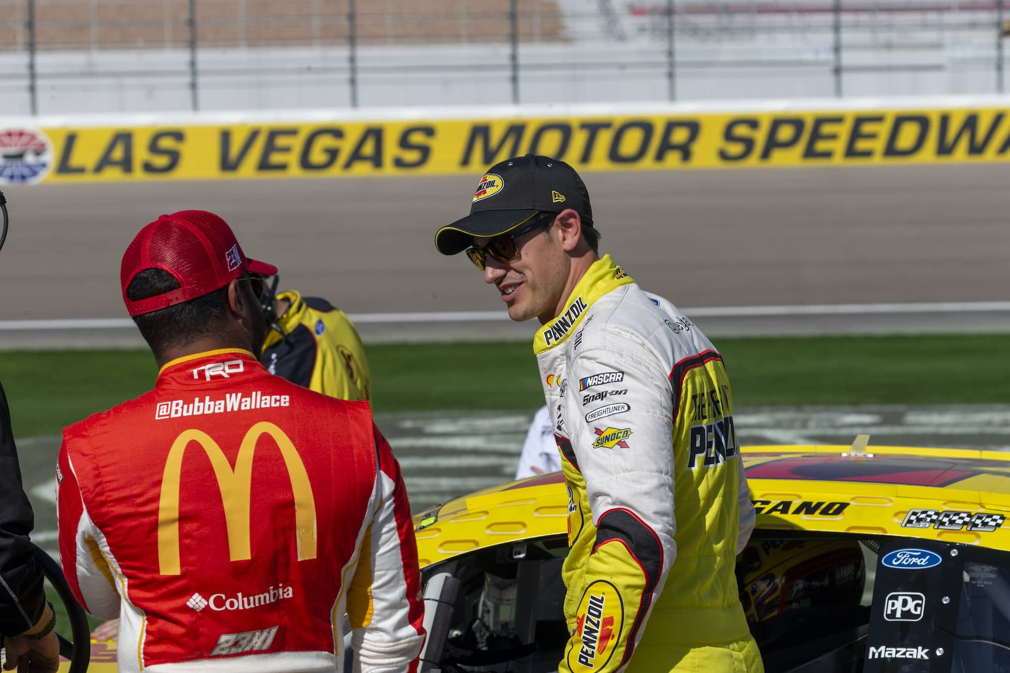 Joey Logano and Bubba Wallace chat