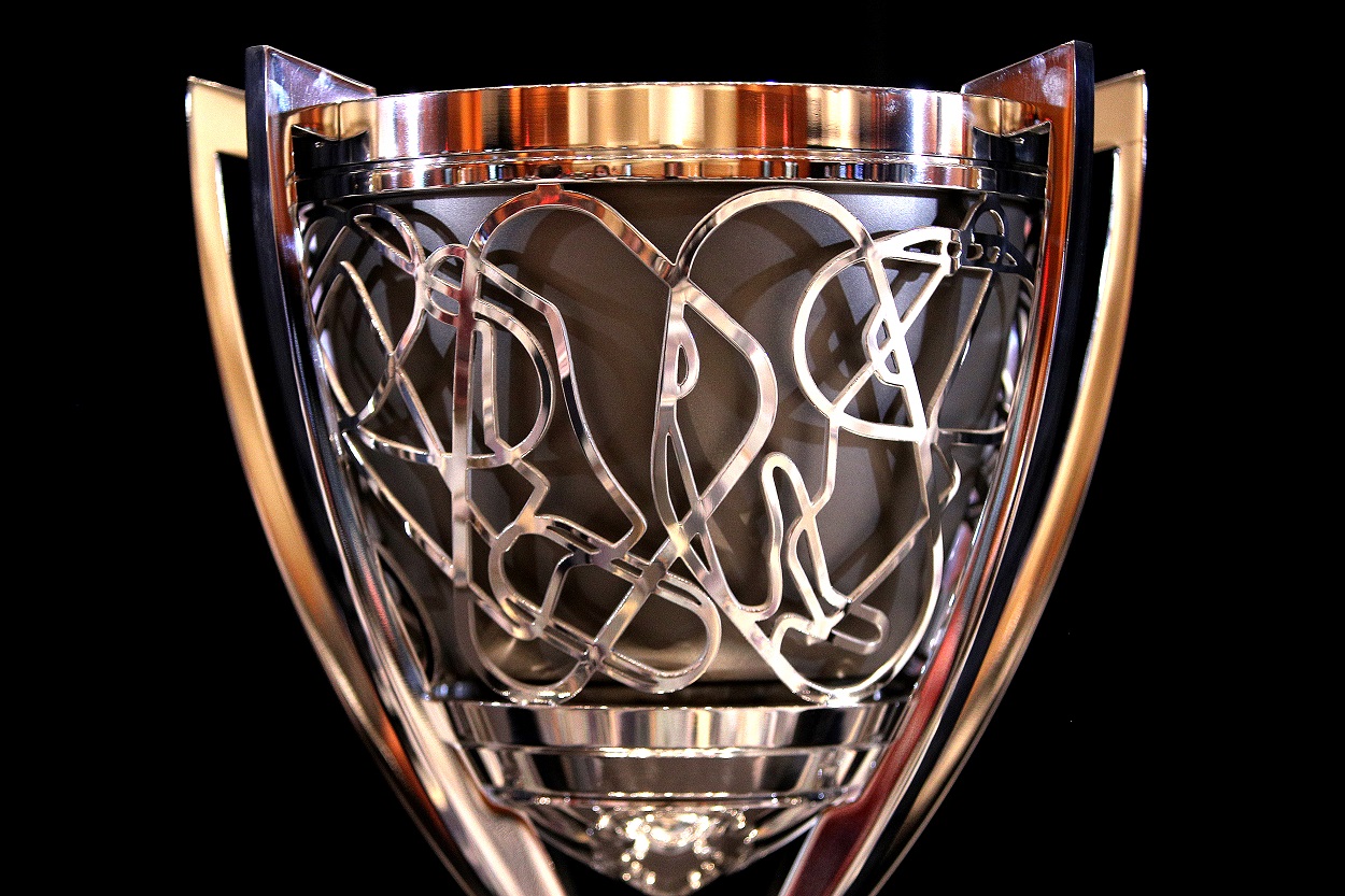 A view of the NASCAR Cup Series Championship 4 trophy