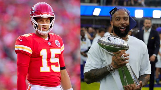 (L-R) Kansas City Chiefs QB Patrick Mahomes, and NFL free-agent WR Odell Beckham Jr.