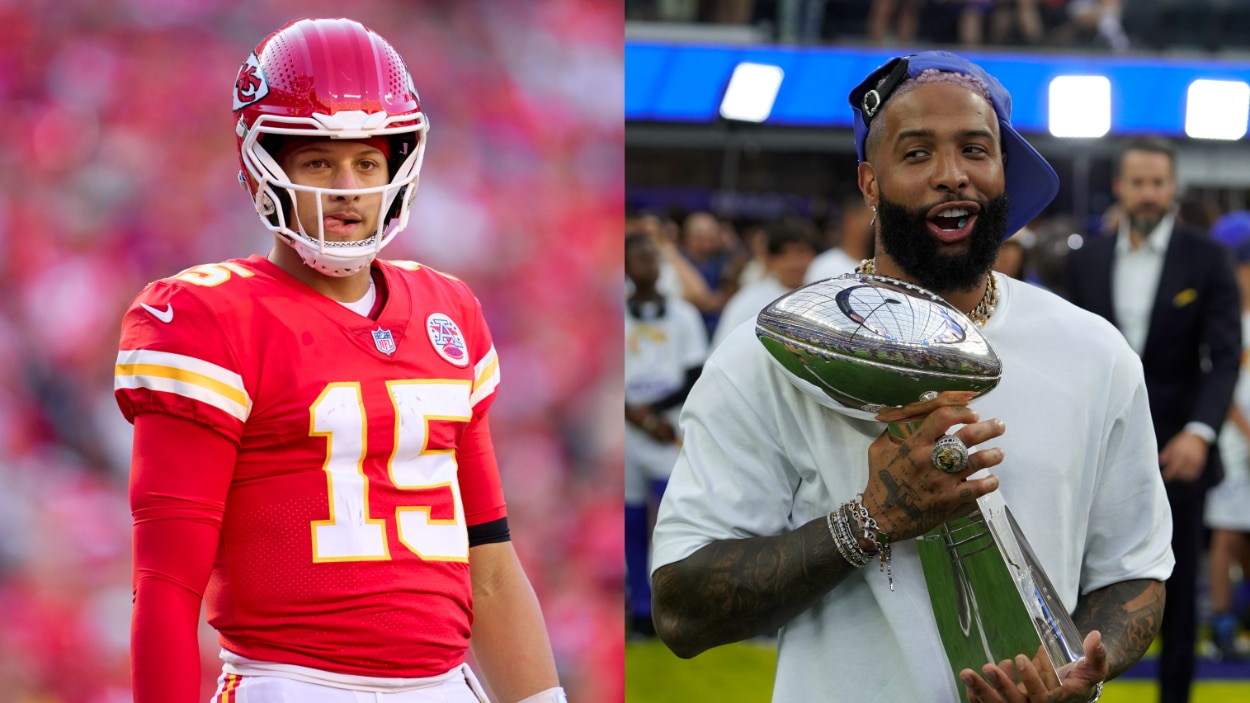 (L-R) Kansas City Chiefs QB Patrick Mahomes, and NFL free-agent WR Odell Beckham Jr.