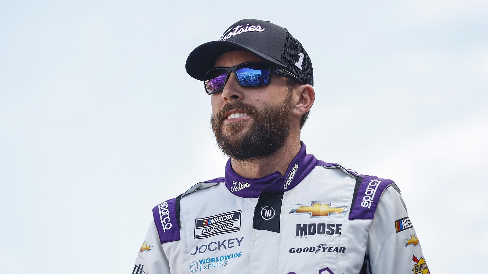 Ross Chastain walks onstage during driver intros for the NASCAR Cup Series South Point 400 at Las Vegas Motor Speedway on Oct. 16, 2022.