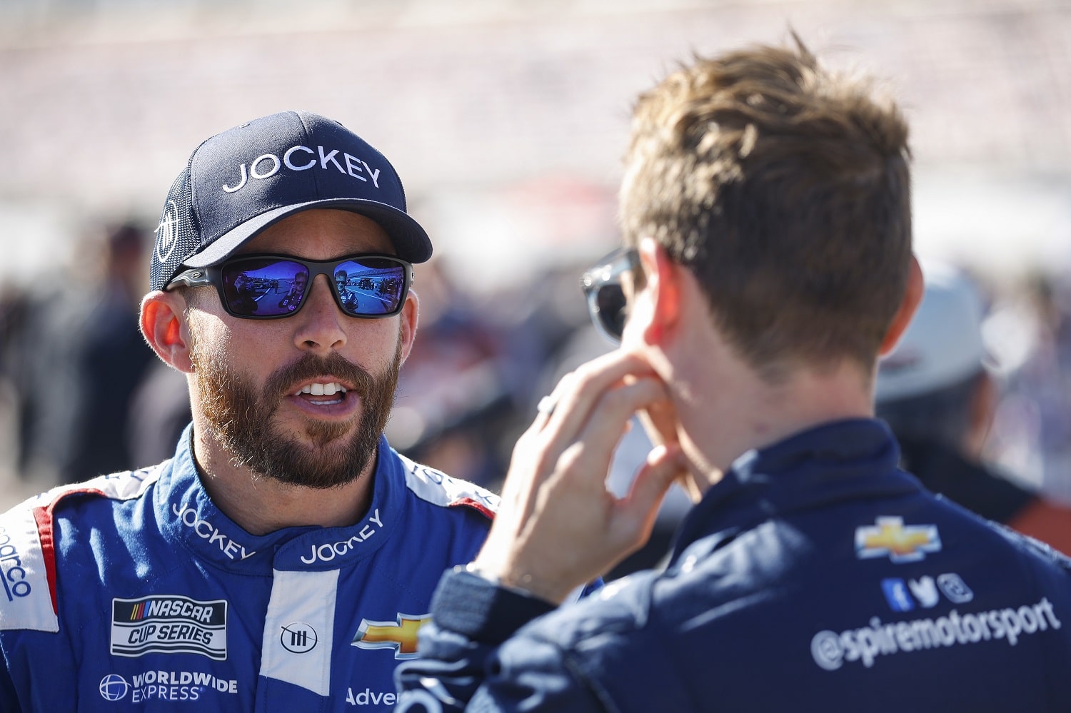 Ross Chastain waits on the grid during qualifying for the NASCAR Cup Series YellaWood 500 at Talladega Superspeedway on Oct. 1, 2022.