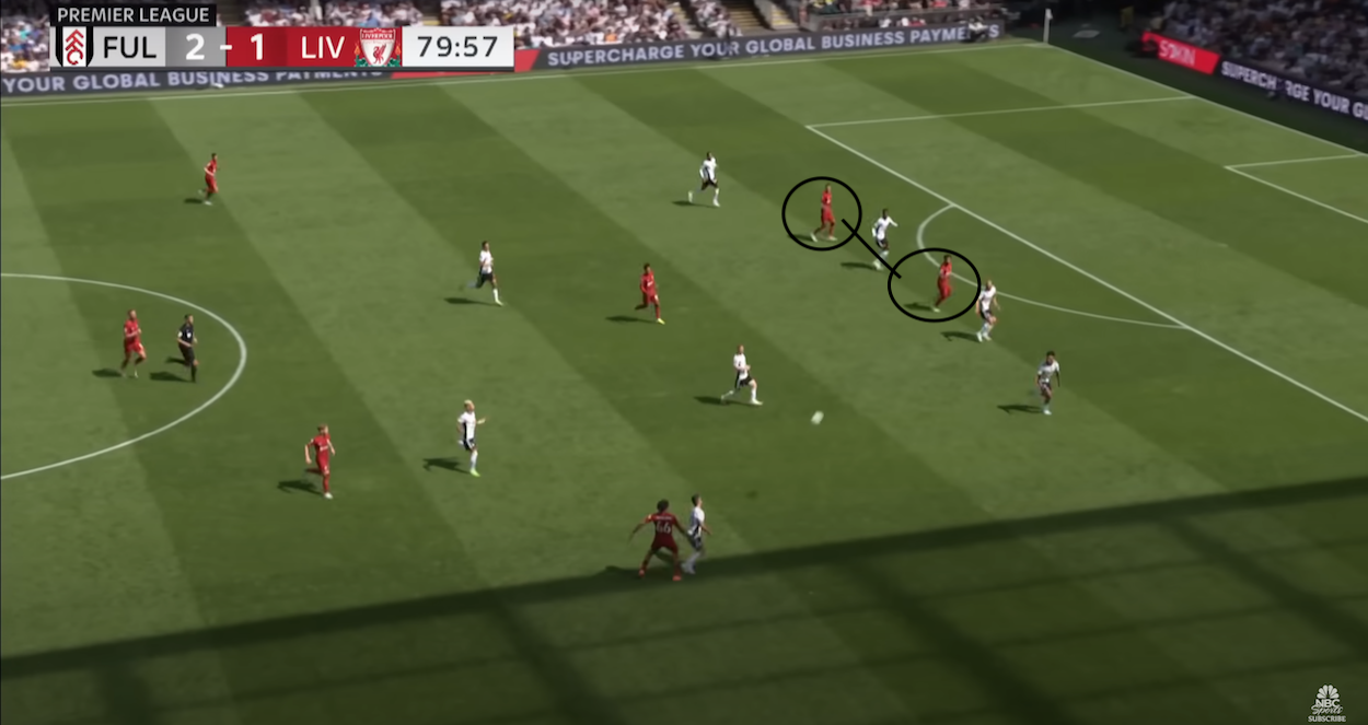 Mohamed Salah's central positioning ahead of a goal against Fulham
