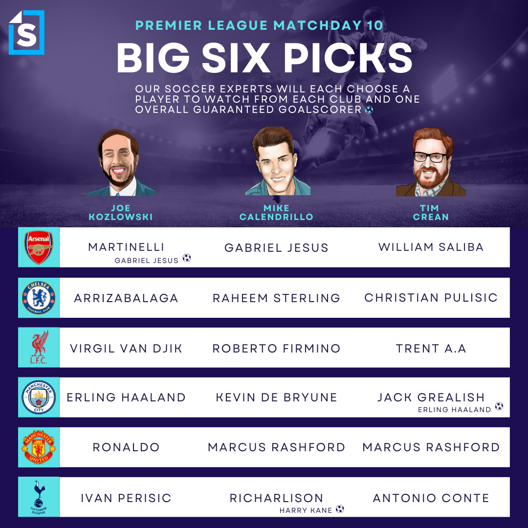 Sportscasting Big 6 Picks, jornada 10 de la Premier League