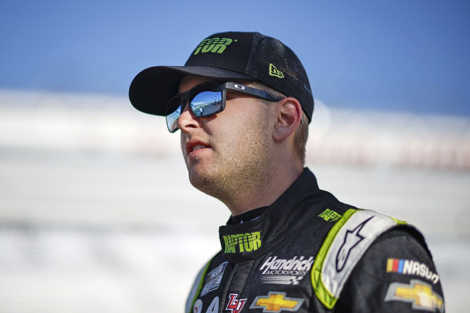 William Byron walks the grid during practice for the NASCAR Cup Series South Point 400 at Las Vegas Motor Speedway on Oct. 15, 2022 in Las Vegas, Nevada.