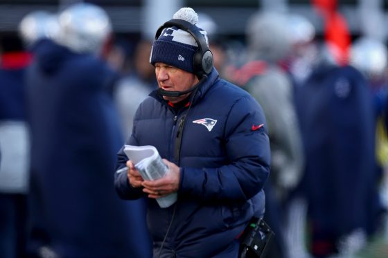 Bill Belichick during a Patriots-Jets matchup in November 2022
