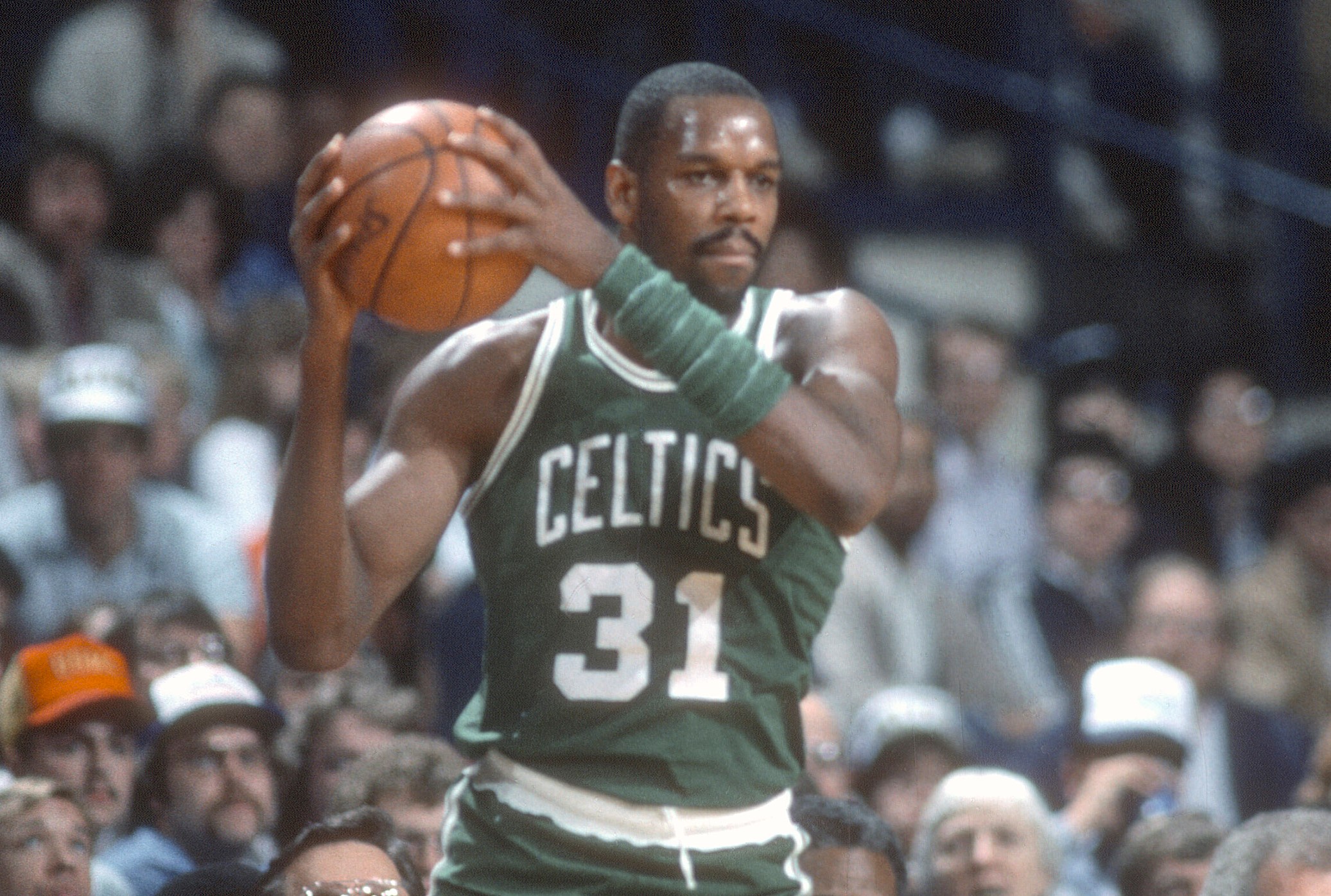 Cedric Maxwell of the Boston Celtics in action against the Washington Bullets.