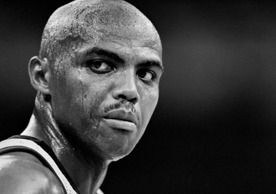 Forward Charles Barkley on the court as a member of Team USA.