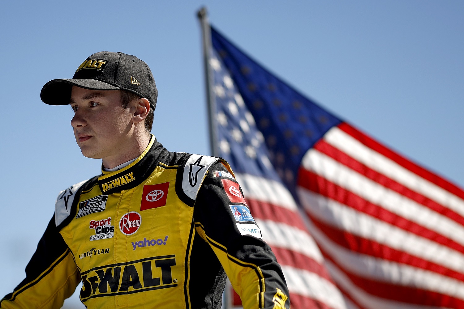 Christopher Bell makes his parade lap during pre-race ceremonies for the NASCAR Cup Series Championship at Phoenix Raceway on Nov. 6, 2022.