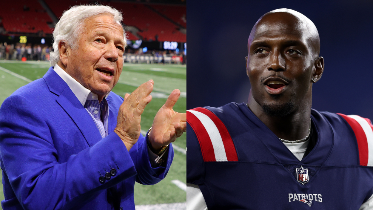 (L-R) New England Patriots owner Robert Kraft and player Devin McCourty