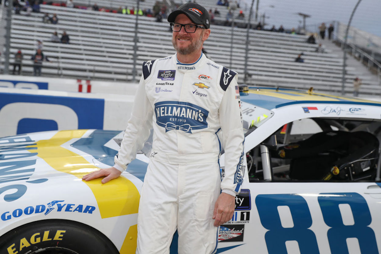 Dale Earnhardt Jr. stands next to his car at Martinsville.