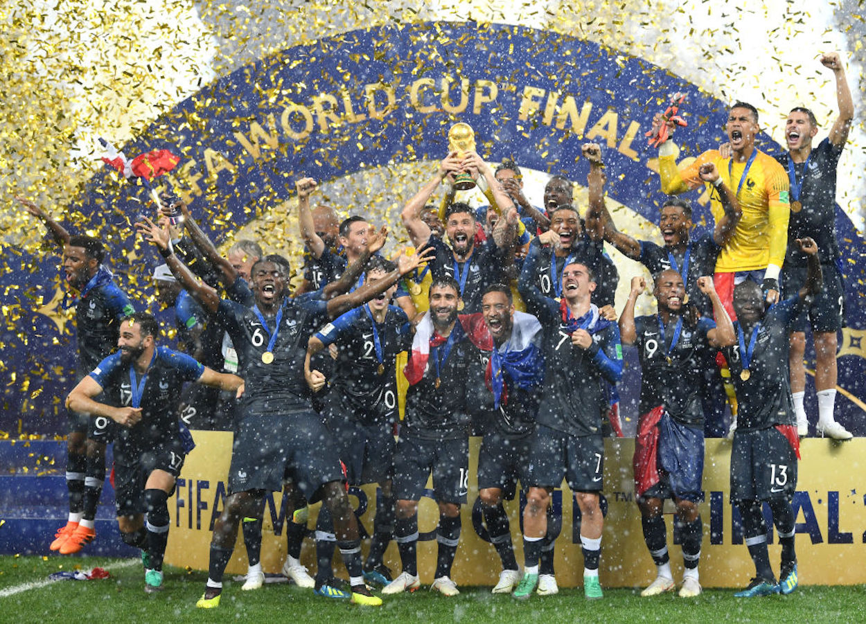 France celebrates winning the 2018 FIFA World Cup.