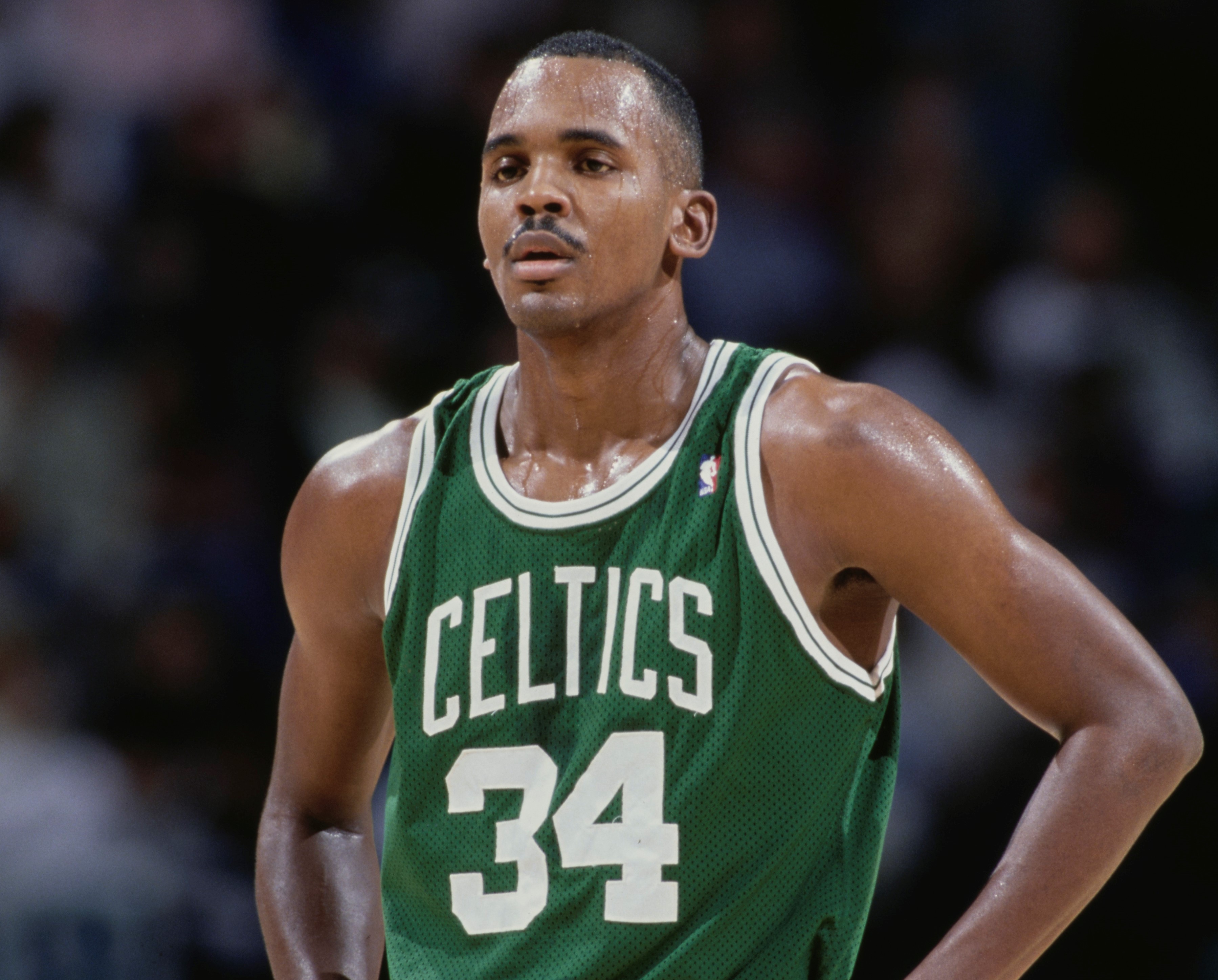Kevin Gamble of the Boston Celtics during a game against the Charlotte Hornets.