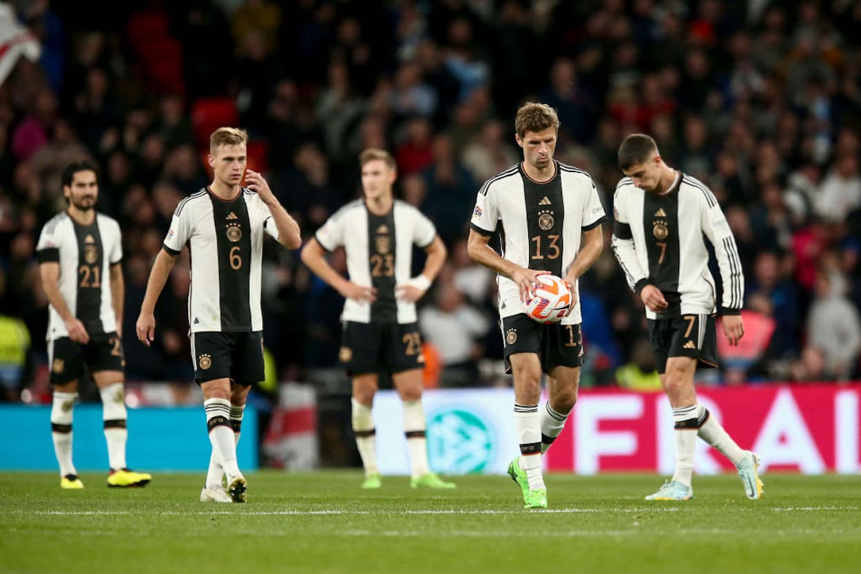 The Germany squad during a 2022 Nations League match.