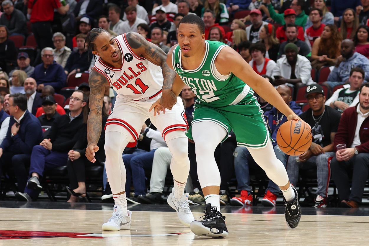 Grant Williams of the Boston Celtics drives to the basket.