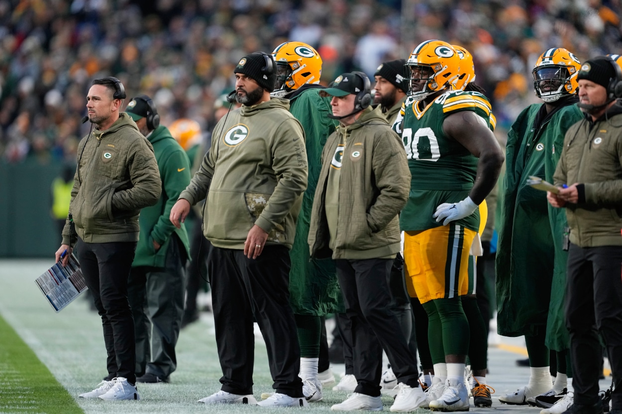 Head coach Matt LaFleur of the Green Bay Packers during the first half against the Dallas Cowboys at Lambeau Field.