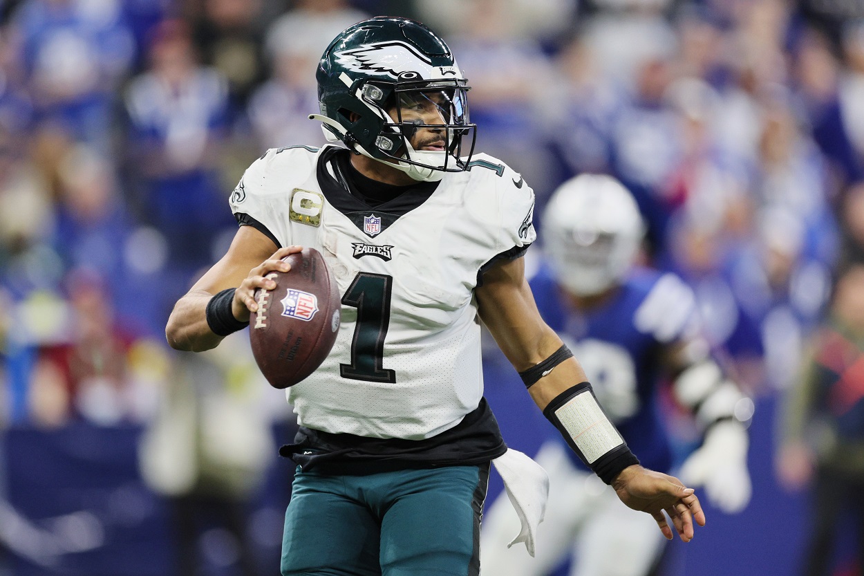 Jalen Hurts during an Eagles-Colts matchup in November 2022