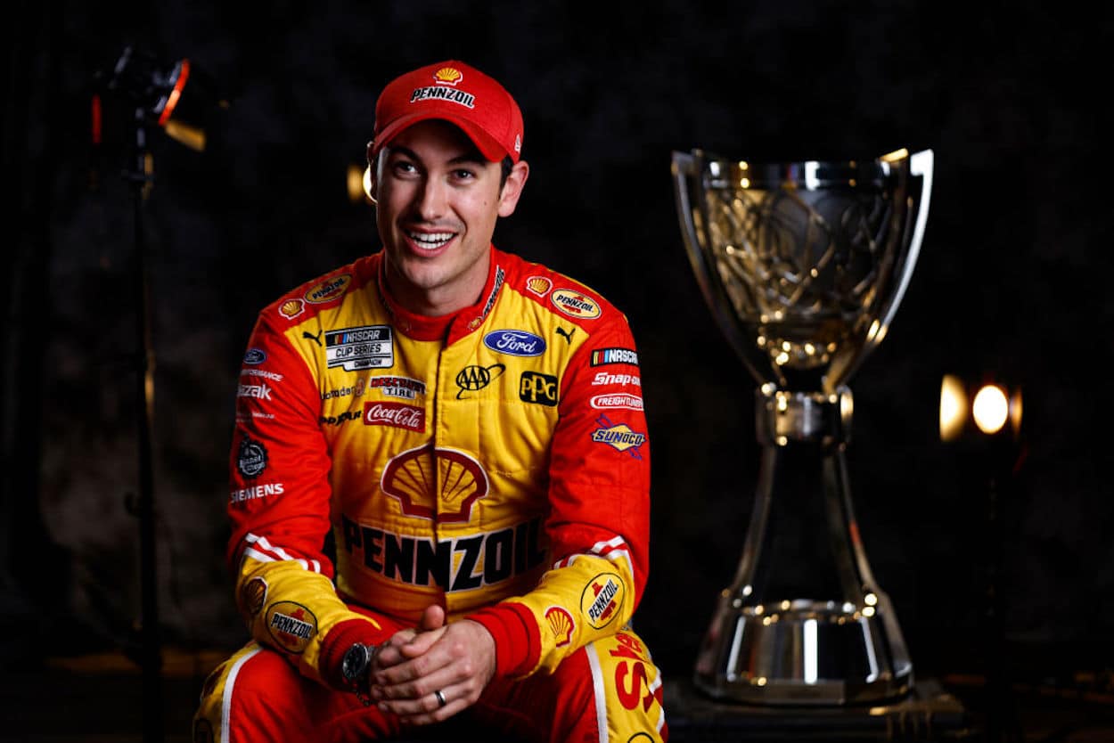 Joey Logano poses during the NASCAR Championship 4 Media Day at Phoenix Raceway.