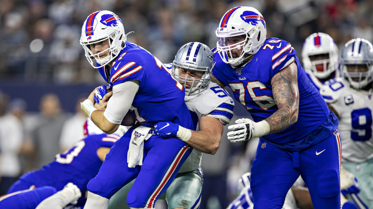 Josh Allen in a 2019 game that contributed to the Buffalo Bills Thanksgiving record.