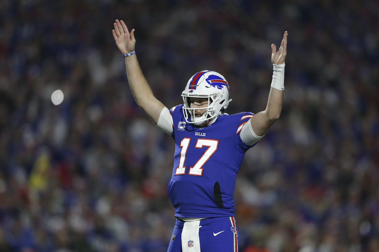 Josh Allen celebrates after a touchdown.