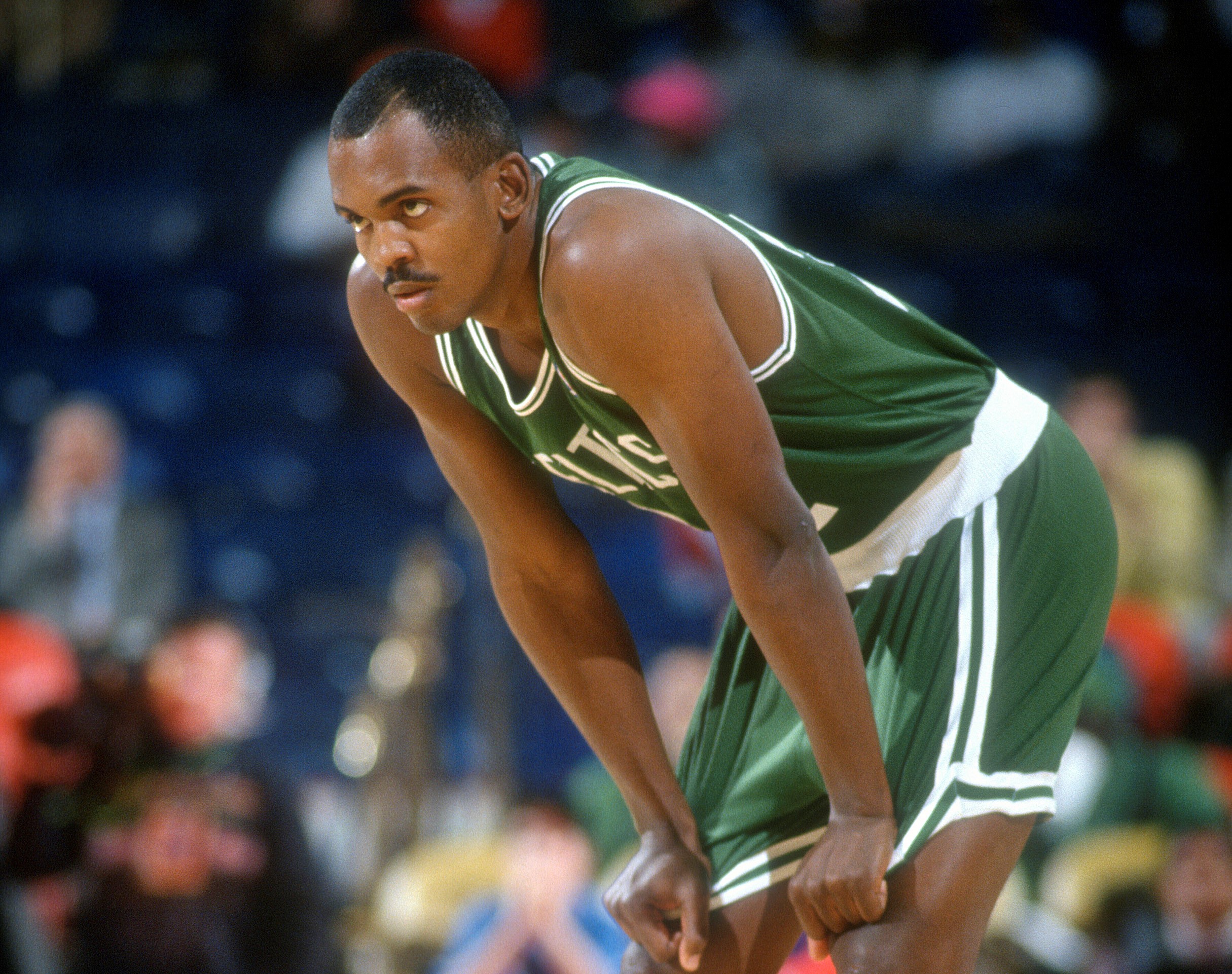 Kevin Gamble of the Boston Celtics looks on against the Washington Bullets.