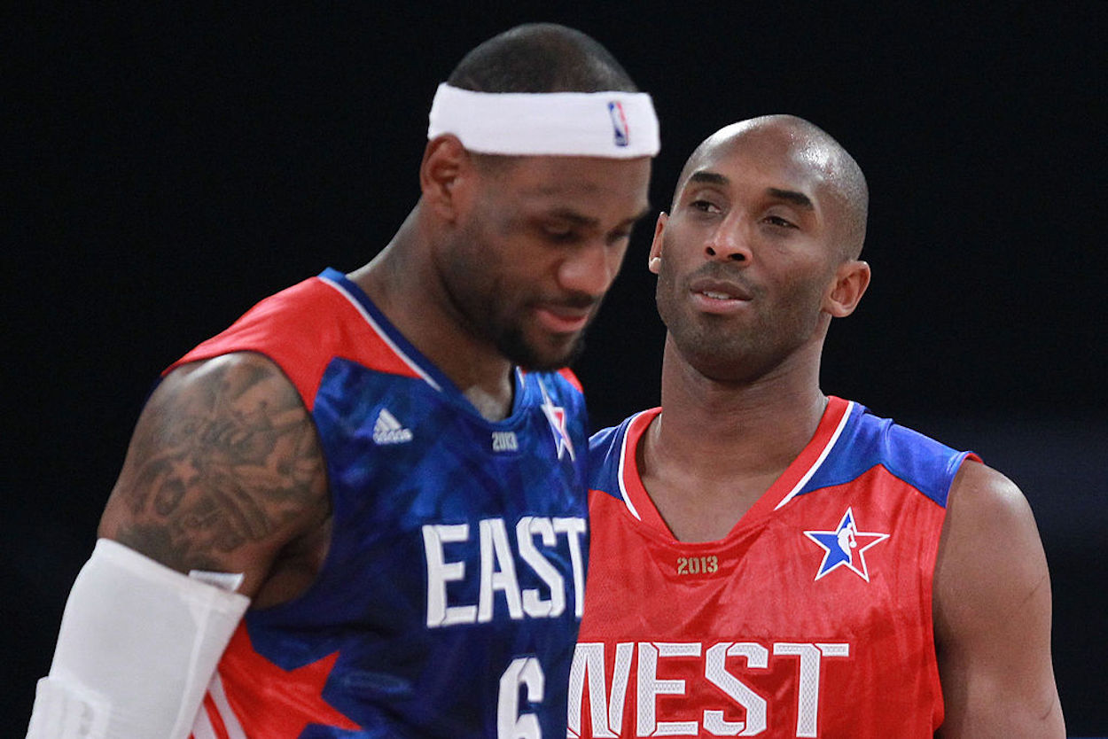 Kobe Bryant and LeBron James during the 2013 NBA All-Star Game.