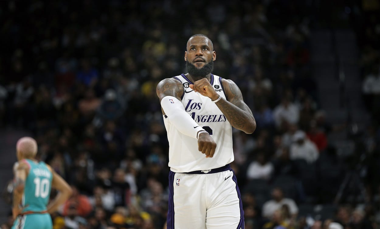 LeBron James during a Lakers-Spurs matchup in November 2022