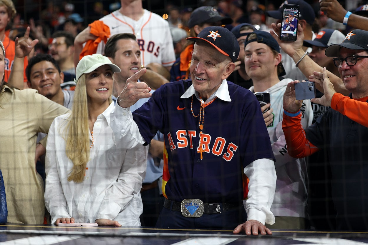 Jim "Mattress Mack" McIngvale celebrates the Astros World Series.