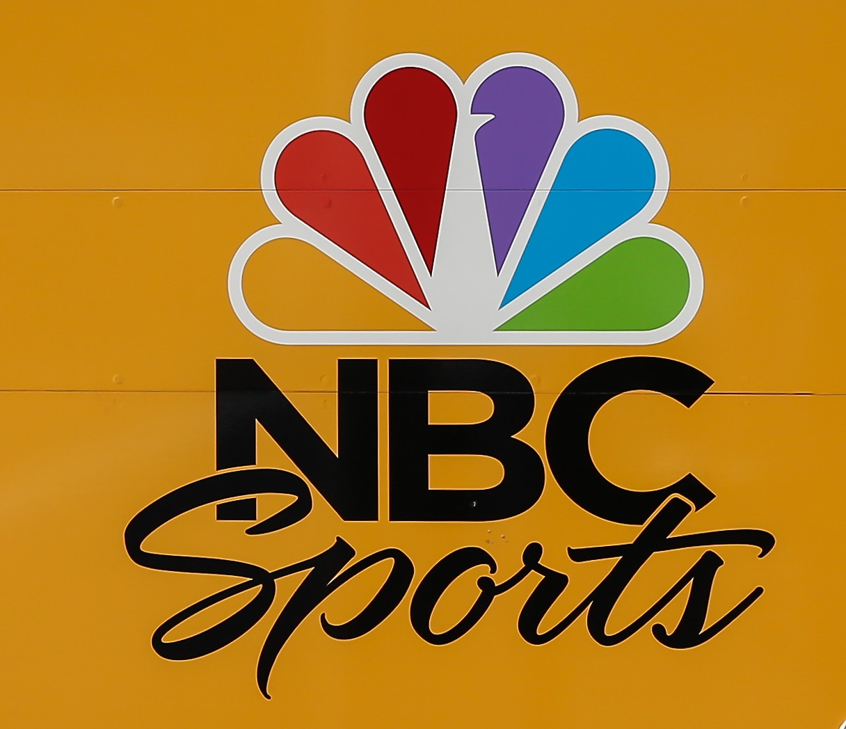 The NBC Sports logo during the NASCAR Cup Series championship race on Nov. 7, 2021, at Phoenix Raceway.