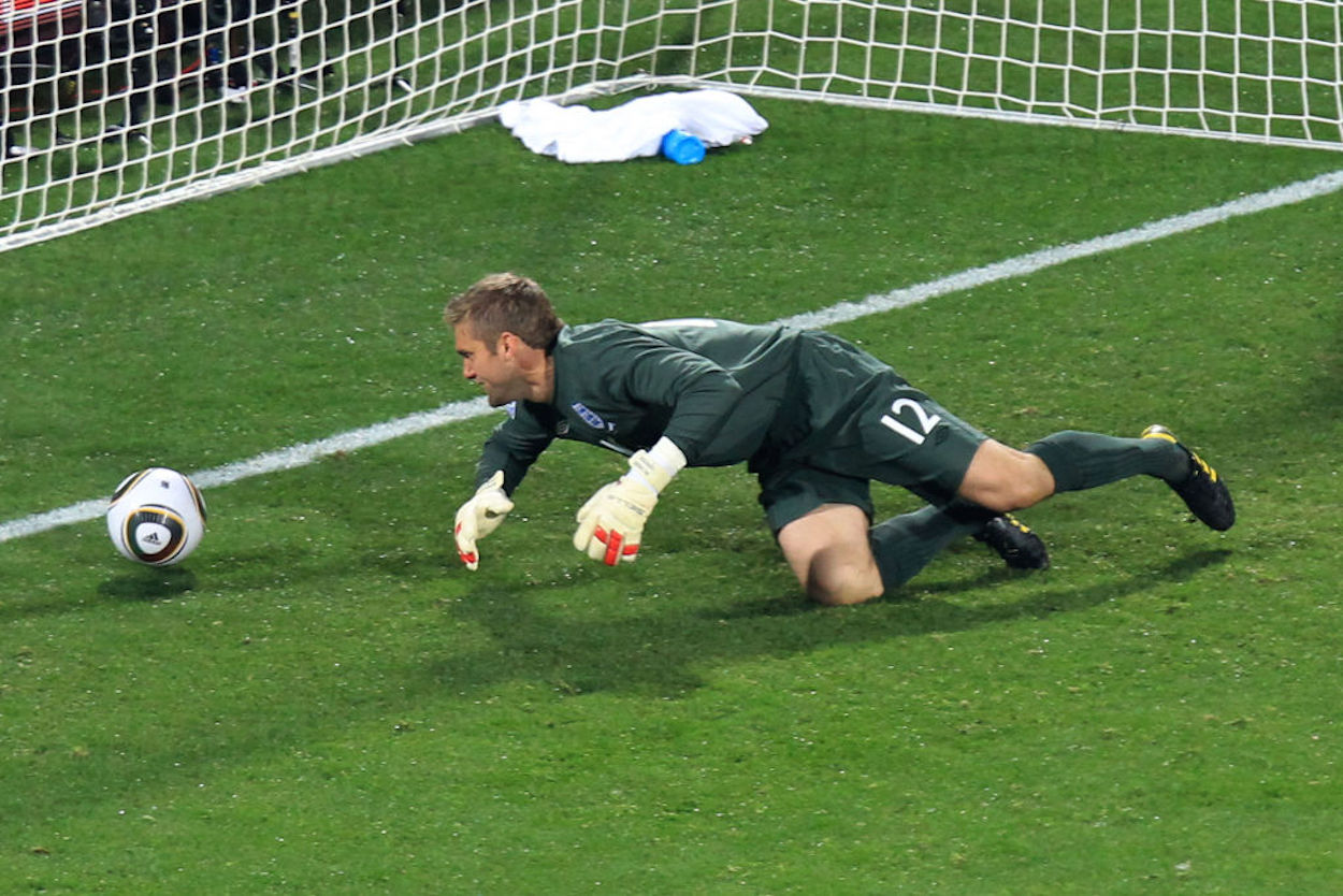 Robert Green concedes an infamous goal against the United States during the 2010 World Cup.