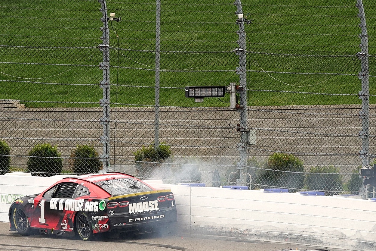 Ross Chastain on the final lap of the 2022 NASCAR Cup Series Xfinity 500