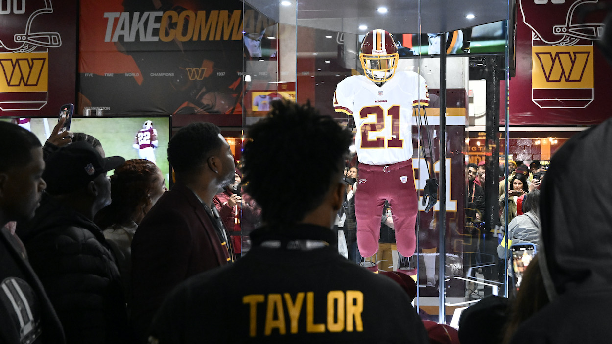 Washington Commanders fans attend an unveiling of a memorial for Sean Taylor on the 15th anniversary of his death.