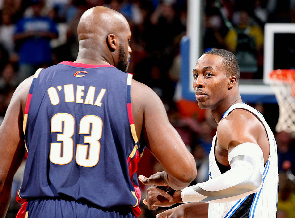 Shaquille O'Neal (L) and Dwight Howard (R) during their respective NBA careers.