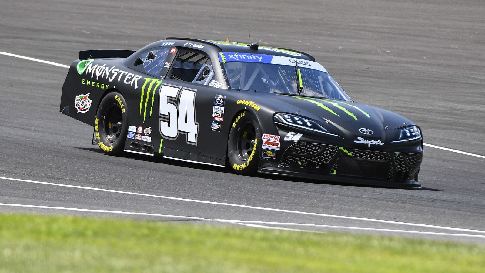 Ty Gibbs drives during practice for the NASCAR Xfinity Series Pennzoil 150 at the Brickyard at Indianapolis Motor Speedway on July 29, 2022.